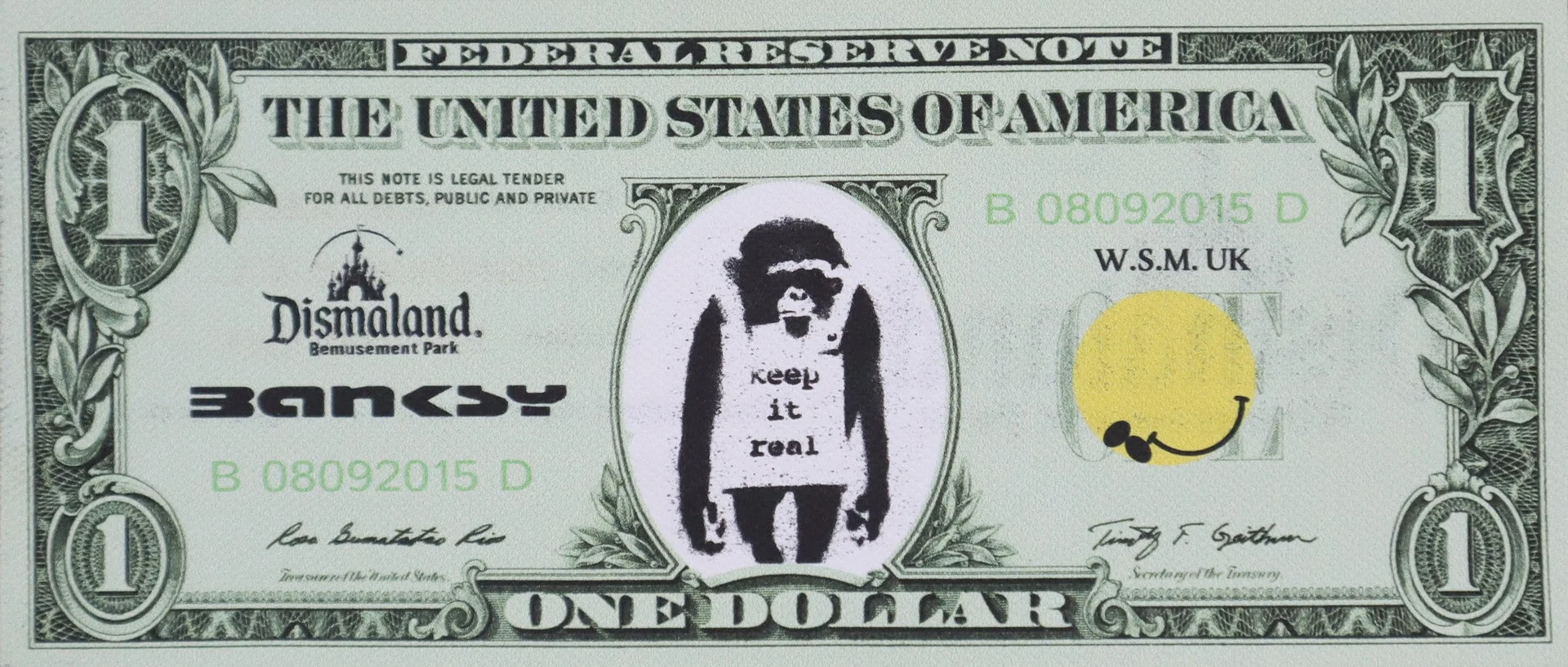 - BANKSY. NACH. - "Dismal 1 Dollar Canvas" mit "Keep it real"-Motiv, 2015. — Other — Auktionshaus Blank