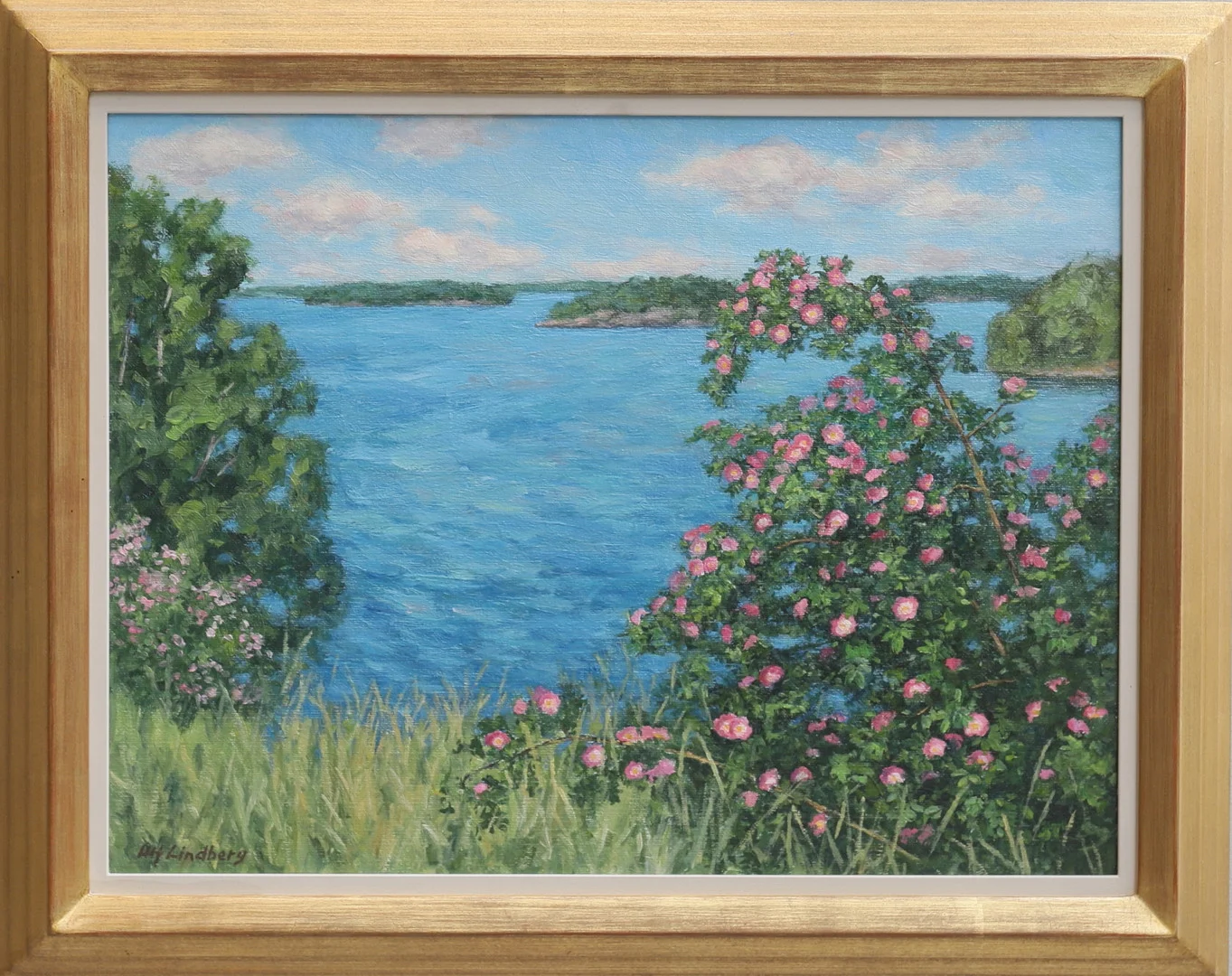 ULF LINDBERG. Olja på duk, Landskapsmotiv vid vatten, signerad. — Paintings — Gomér & Andersson Nyköping