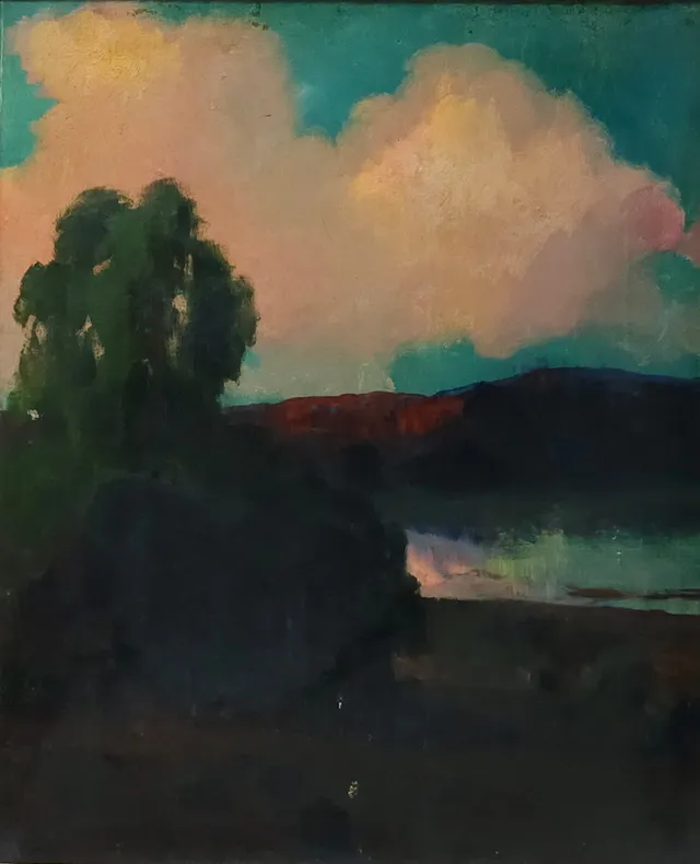 ANÓNIMO PRINCIPIOS SIGLO XX. ATARDECER. ÓLEO SOBRE LIENZO.