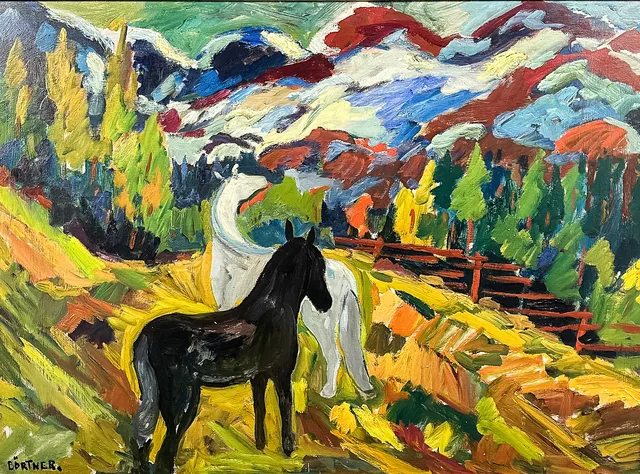 GUSTAF BÖRTNER ZANDT. OLJA PÅ PANNÅ, "Hästar", signerad.