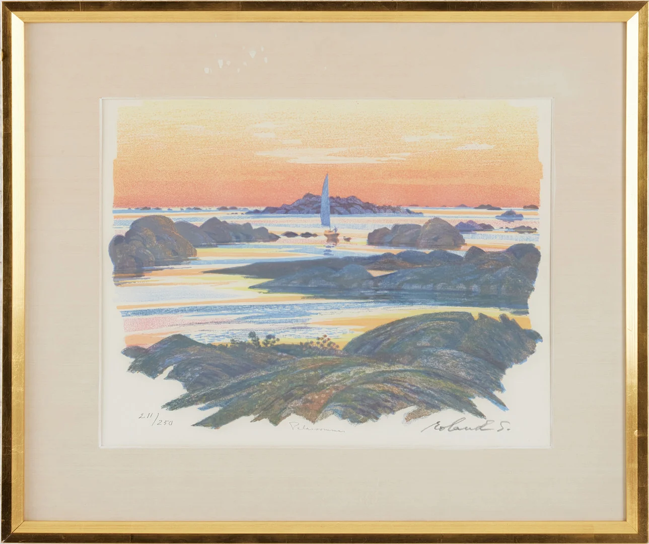 ROLAND SVENSSON. "Pelarsommar", färglitografi, signerad. — Engravings & Prints — Stockholms Auktionsverk Magasin 5