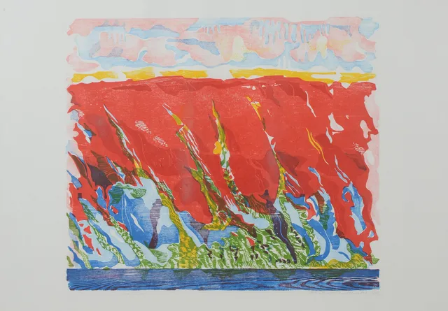 LARS STENSTAD. "Sensommar, Lappland", träsnitt, signerad, numrerad E.T. 39/45, daterad 1978.