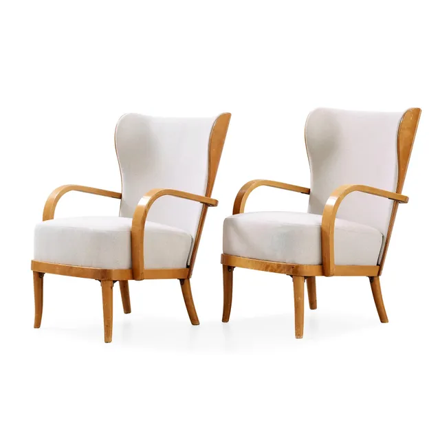 Werner West, fåtöljer, ett par, Wilhelm Schaumann Oy, Finland 1930-40-tal.