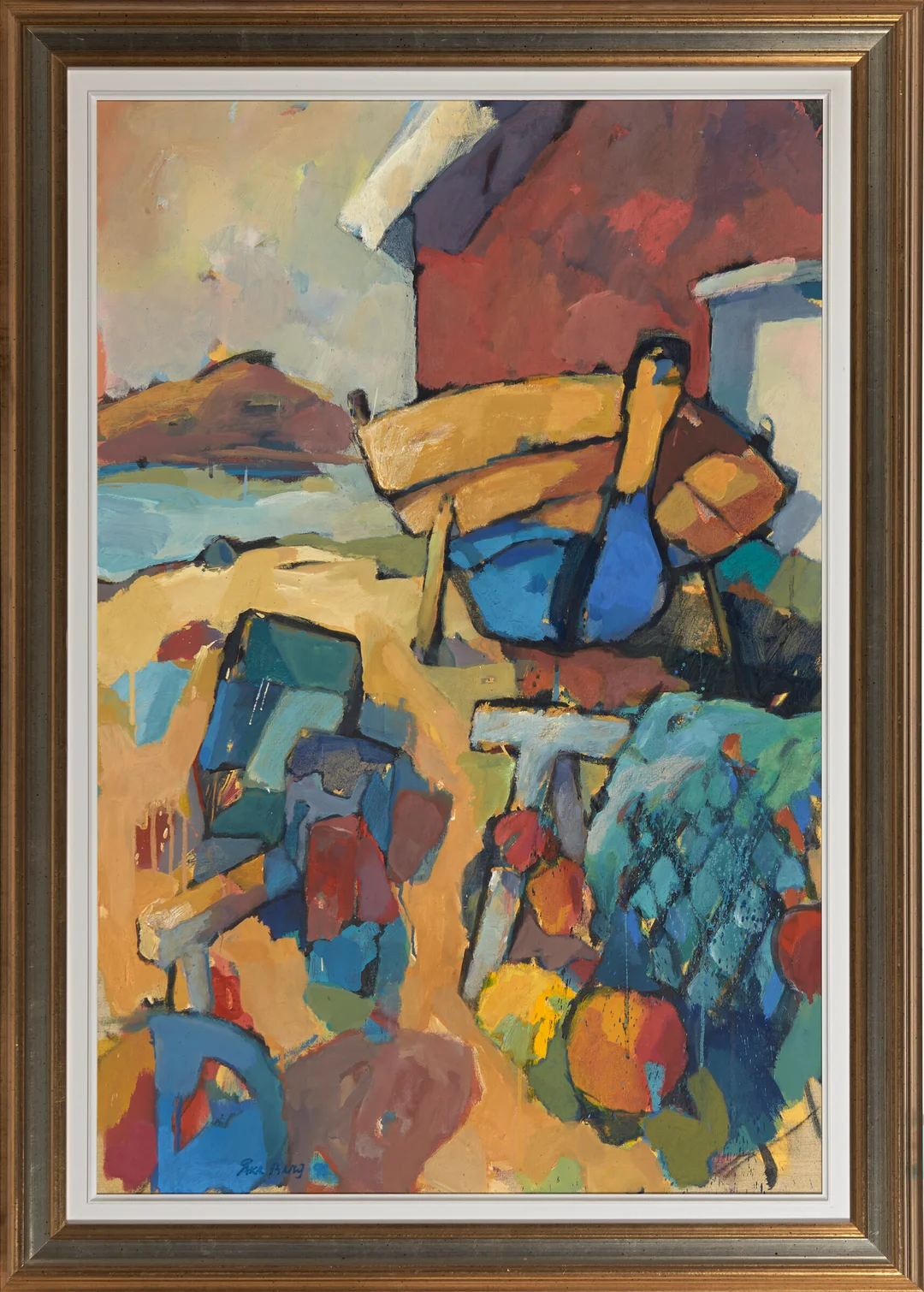 Berg, Åke — "Rødt båthus" — Kunst/Maleri — Blomqvist