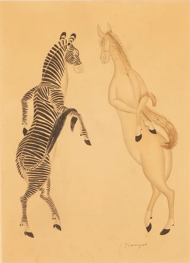 JOSEP GRANYER (1899–1983). Cebra y caballo.