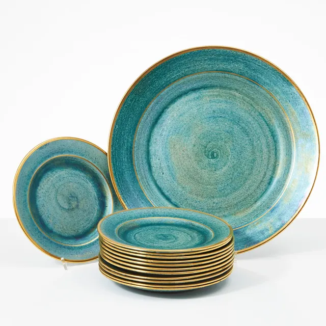 JOSEF EKBERG. Fruktservis, 13 dlr., flintgods, 1900-talets första hälft, Gustavsberg.