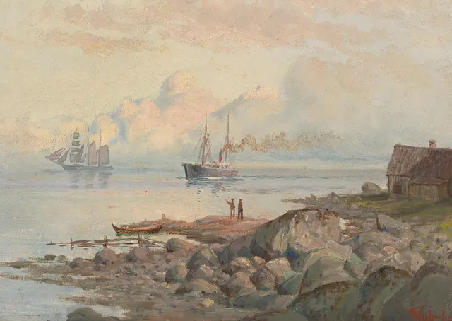 Holmboe, Thorolf — Dampbåten kommer