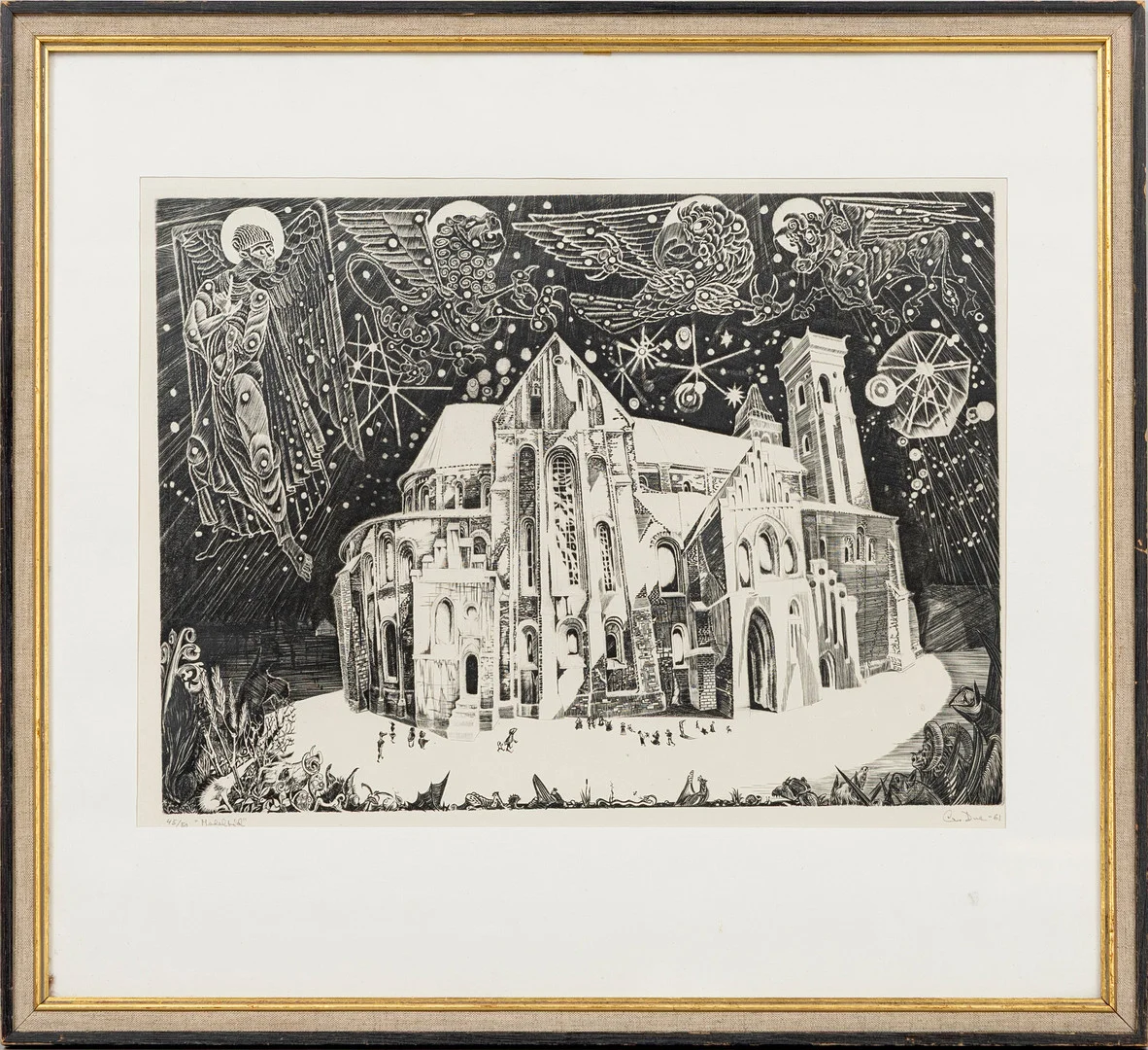 CHRISTIAN DUE. "Medeltid", etsning, signerad, numrerad 45/50, daterad -61. — Engravings & Prints — Auktionshuset Kolonn