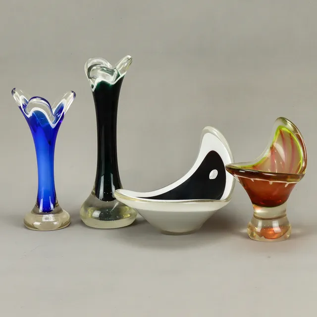 PAUL KEDELV. Konstglas 4 delar, Flygsfors.