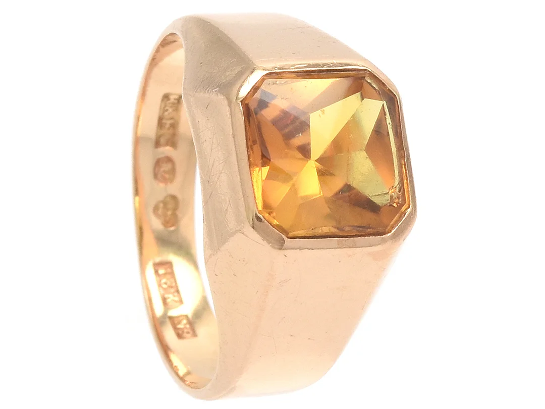 RING, 18K guld, citrin, Ceson Guldvaru, Göteborg 1963, stl 16,25 mm, vikt 3,7 g. — Smycken/Ring — Kaplans