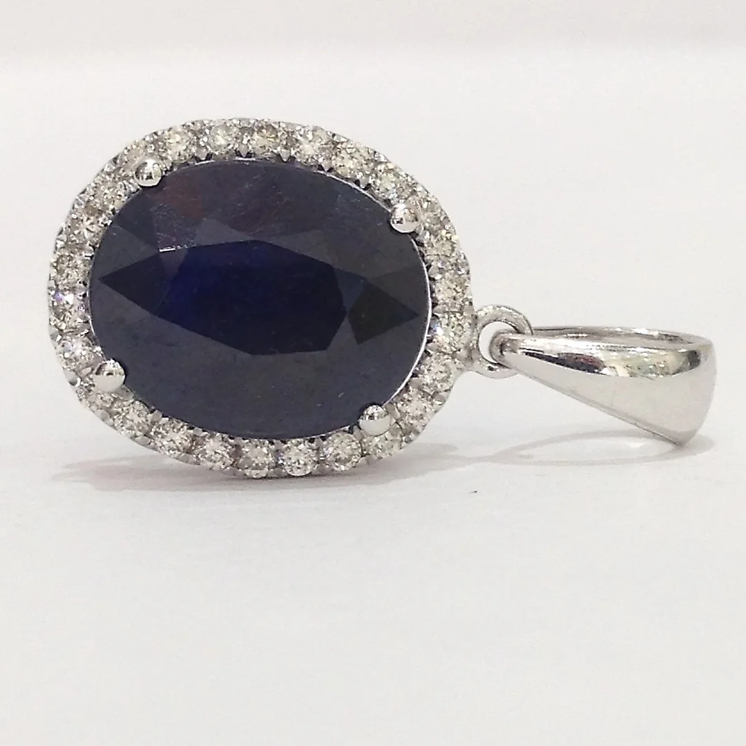 SAPPHIRE & DIAMOND PENDANT. — Brooches & Pendants — Rumsey’s Auctioneers