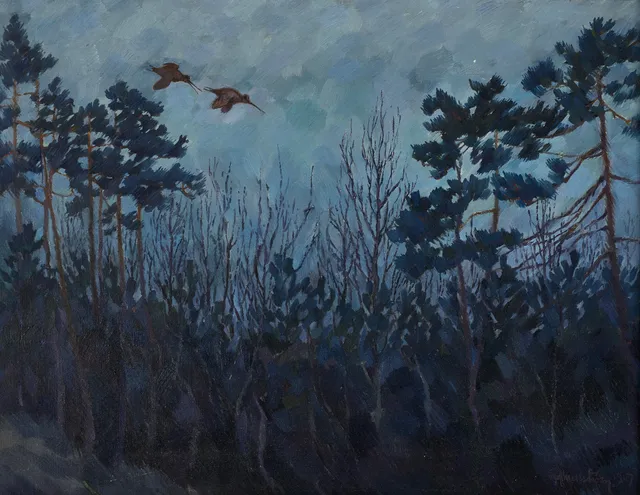 ROLF MELLSTRÖM (1896-1953) Morkullor i skymning, signerad och daterad ’Rolf Mellström 1917’, olja på duk.