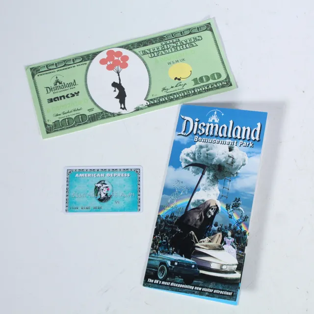 BANKSY. NACH. Dismaland, Bemusement Park, '' Dismal 100 Dollars Canyas.