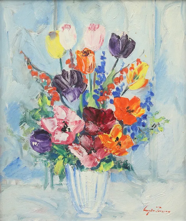 EUGEN PERSSON (1892-1978). Stilleben, olja på pannå, signerad.