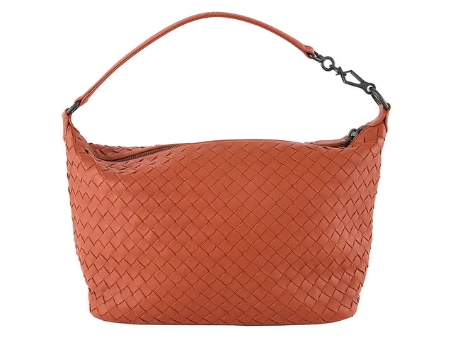 VÄSKA, BOTTEGA VENETA, Intrecciato, orange flätat läder, mörkgrå metalldetaljer, 25x20x12cm, dustbag,