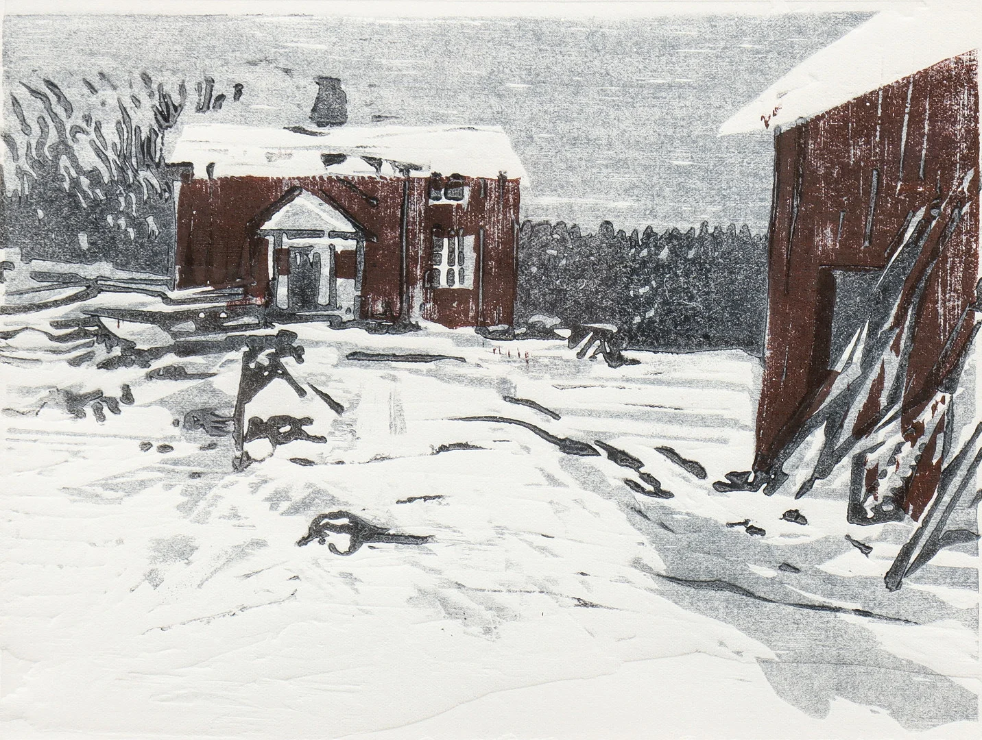 LARS LERIN. Vinterlandskap, Värmland. — Engravings & Prints — Karlstad Hammarö Auktionsverk