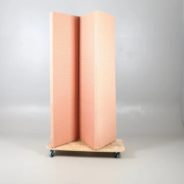A VINTAGE UPHOLSTERED FOUR FOLD ROOM SCREEN.