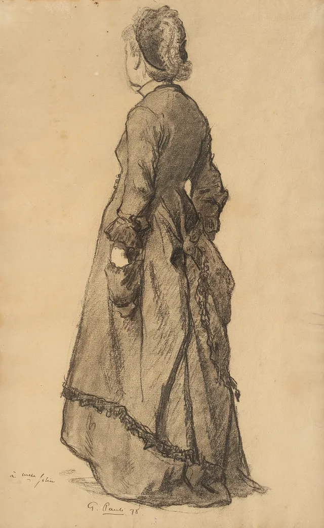 GEORG PAULI. kvinnoporträtt, blyerts / kolteckning.