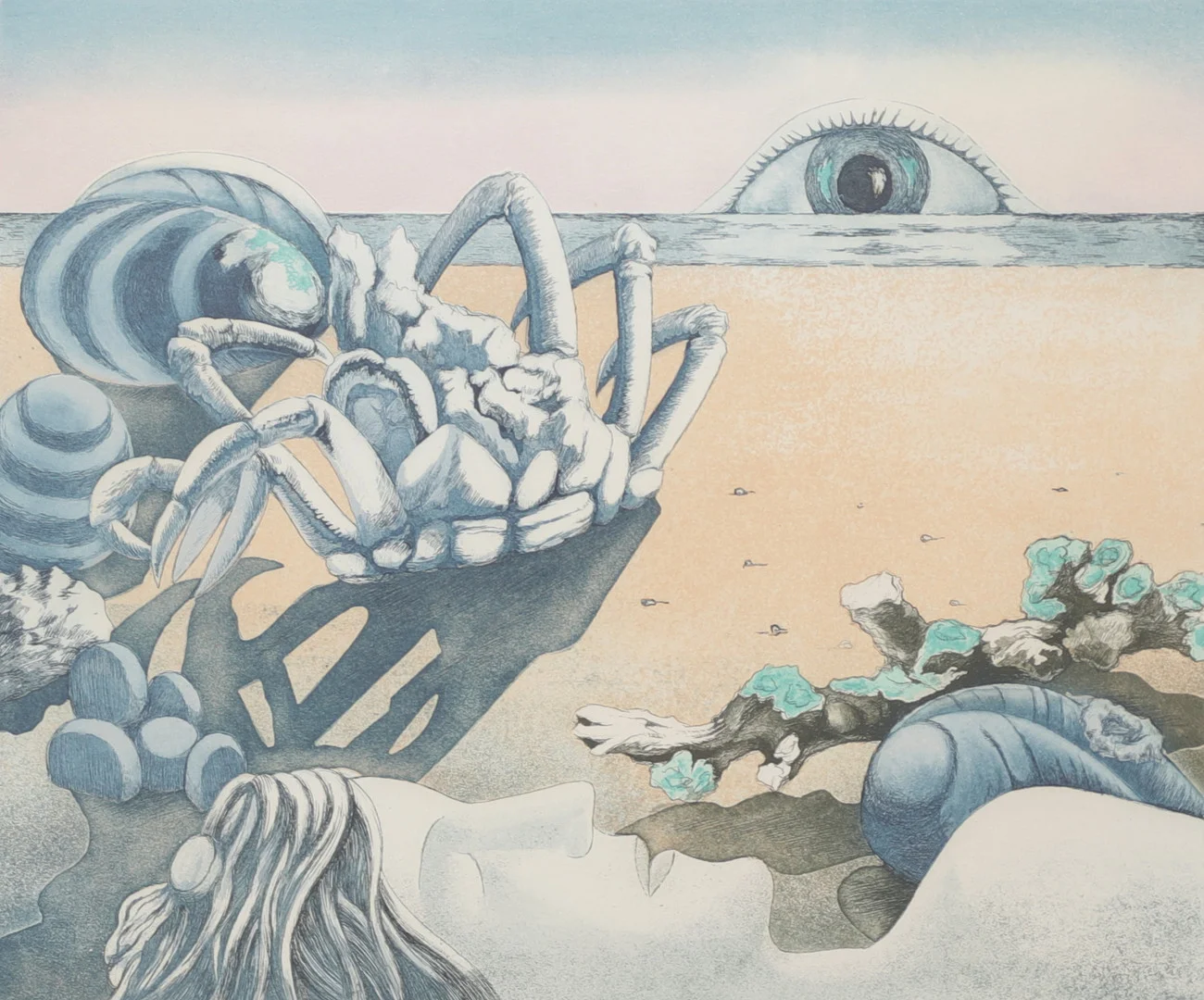 AXEL OLSON. "Strandkväll", litografi, signerad och numrerad. — Engravings & Prints — Växjö Auktionskammare