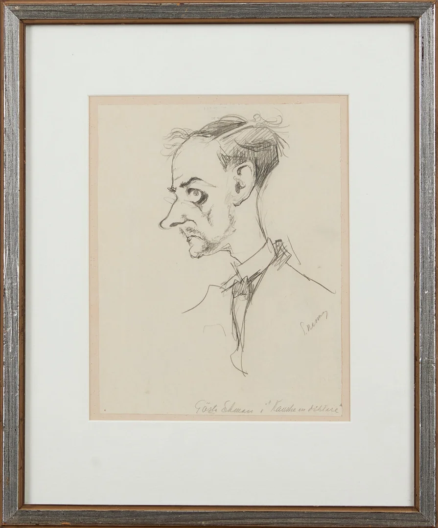 EINAR NERMAN. Gösta Ekman i "Kanske en diktare" blyertsteckning. — Drawings — Stockholms Auktionsverk Magasin 5