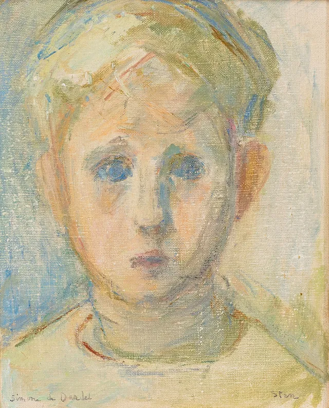 SIMONE DE DARDEL (1913-1996). "Sten", porträtt, olja på duk, signerad.
