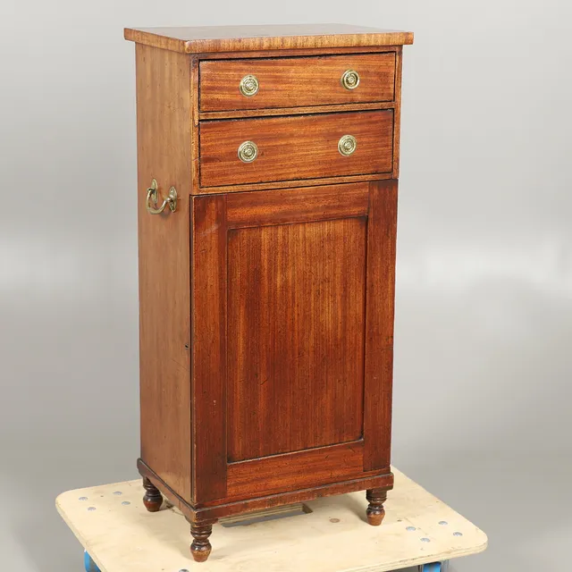 A 19TH MAHOGANY UPRIGHT CUPBOARD.
