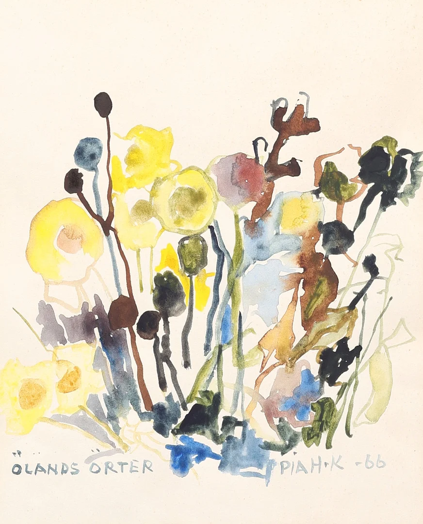 PIA HESSELMARK CAMPBELL. 2 målningar på papper, signerade. — Paintings — Gomér & Andersson Jönköping