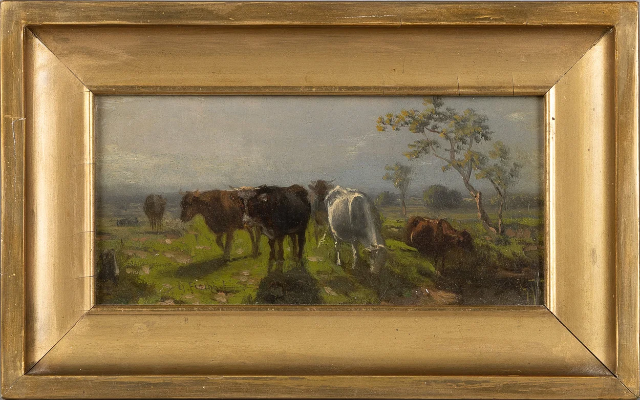 GEORG FISCHHOF (1859-1914). TILLSKRIVEN. Olja på pannå, signerad. — Paintings — Stockholms Auktionsverk Helsingborg