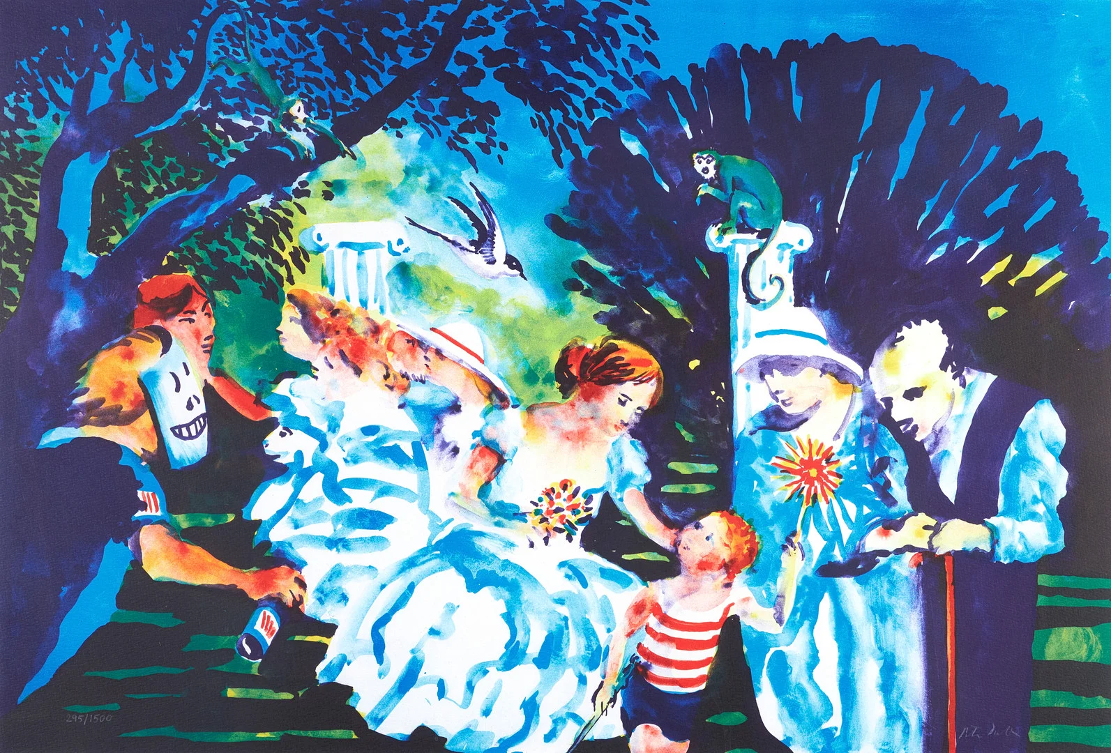 PETER DAHL. "Afton i parken", signerad och numrerad Peter Dahl, färglitografi, numrerad. — Engravings & Prints — Crafoord Auktioner Stockholm