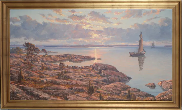 KARL BERGMAN. Kustlandskap, olja på duk, signerad.