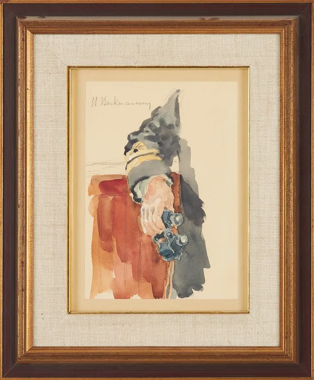 HUGO BACKMANSSON (1860-1953). Hand som håller kikare, akvarell, signerad H. Backmansson.