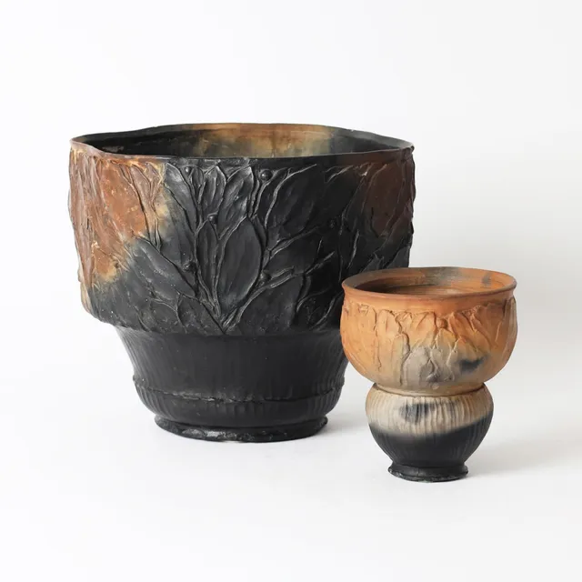 Svend Hammershøi for Kähler. Pair of unglazed earthenware vases (2)