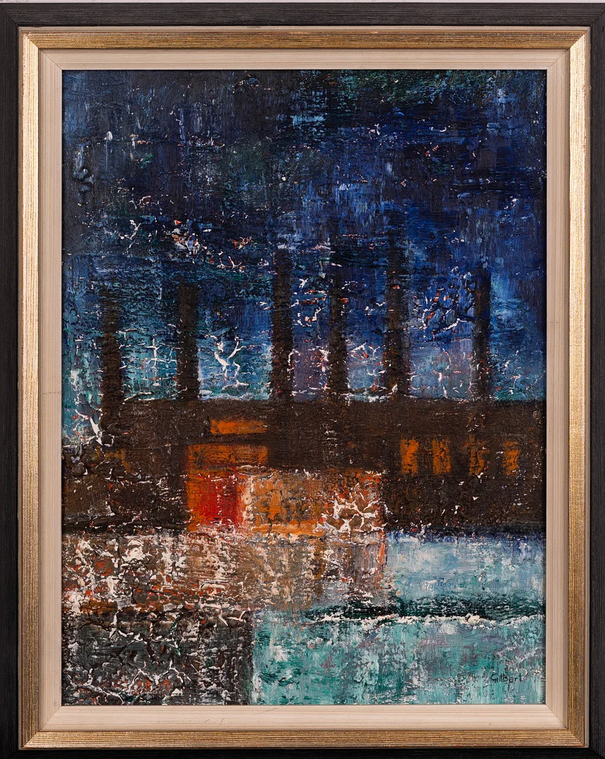 GILBERT MARKLUND. Blandteknik på pannå, Signerad, 1973. — Paintings — Norrlands Auktionsverk