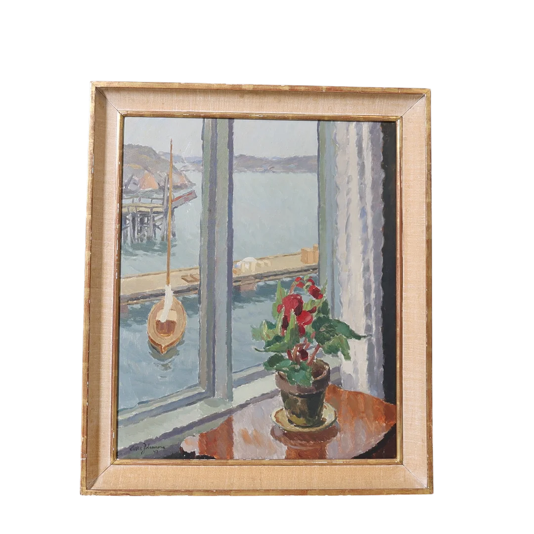 LASSE JOHNSSON. "Fönstret", olja på duk, signerad och daterad -43. — Paintings — Gomér & Andersson Nyköping
