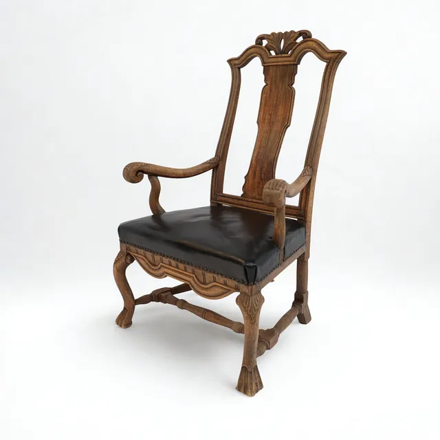 KARMSTOL, barockstil 1800-tal, ek, med skuren dekor.
