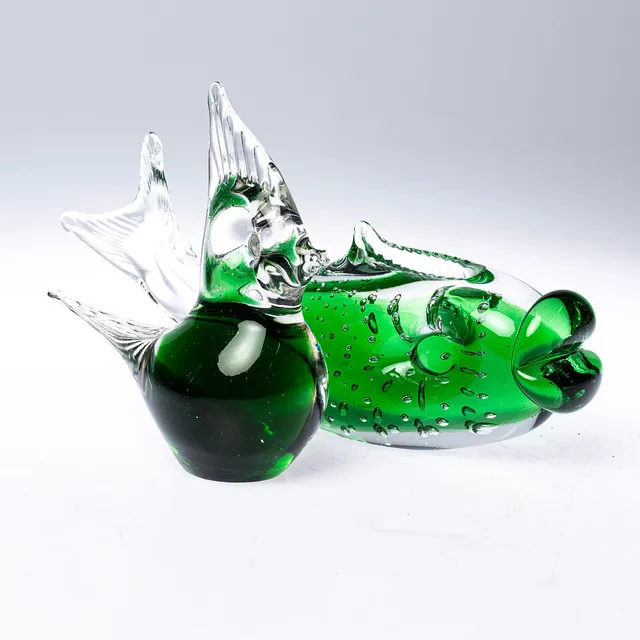 FIGURINER, 2 st konstglas, b.la fisk, troligen FM Ronneby.