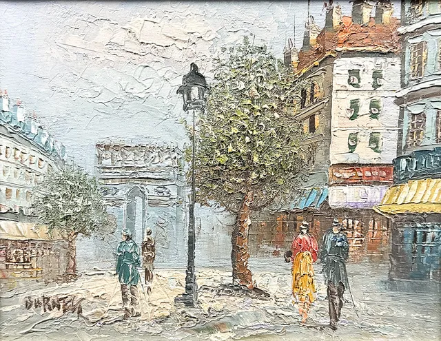 CAROLINE BURNETT. OLJA PÅ DUK, "Paris", signerad.