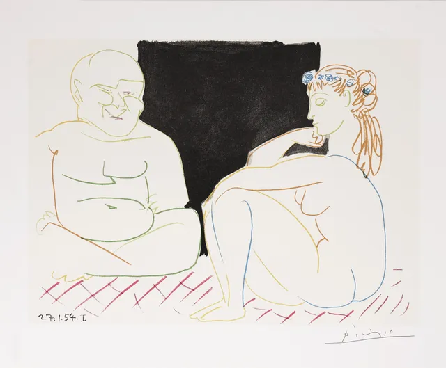 Pablo Picasso, after (b. Malaga 1881, d. Mougins 1973): 'Modele et Homme'.