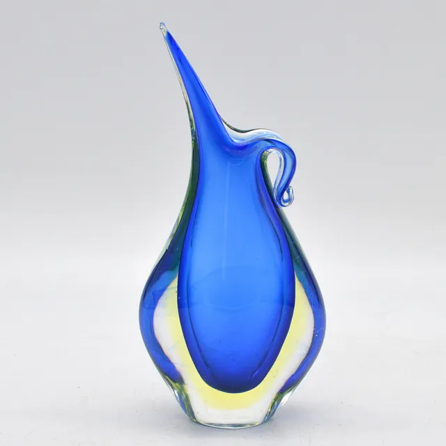 FLAVIO POLI. MURANO DESIGNERVASE, STUDIOGLAS, SOMMERSO, ITALIEN, UM 1950.