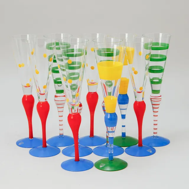 ANNE NILSSON. Champagneglas, "Clown", 11 st, Orrefors.