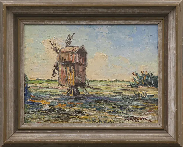 EDVIN LINDHOLM HOUGE. OLJA på pannå, signerad, 1900-tal.