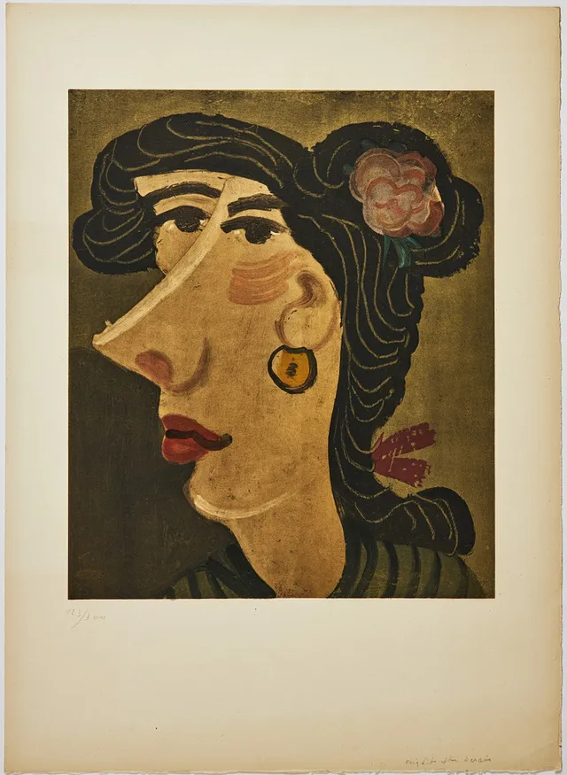 ANDRÉ DERAIN (1880-1954). EFTER. Kvinnoporträtt, färglitografi, numrerad 123/300, osignerad.