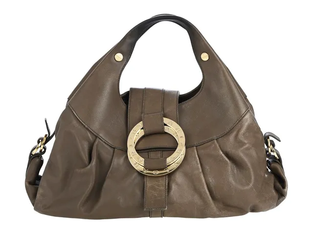 VÄSKA, BVLGARI, Chandra Hobo Bag, taupe läder, guldfärgade beslag, 33x20x12 cm, märkt GR-D09-31155, avtagbar axelrem, dustbag, bruksslitage.