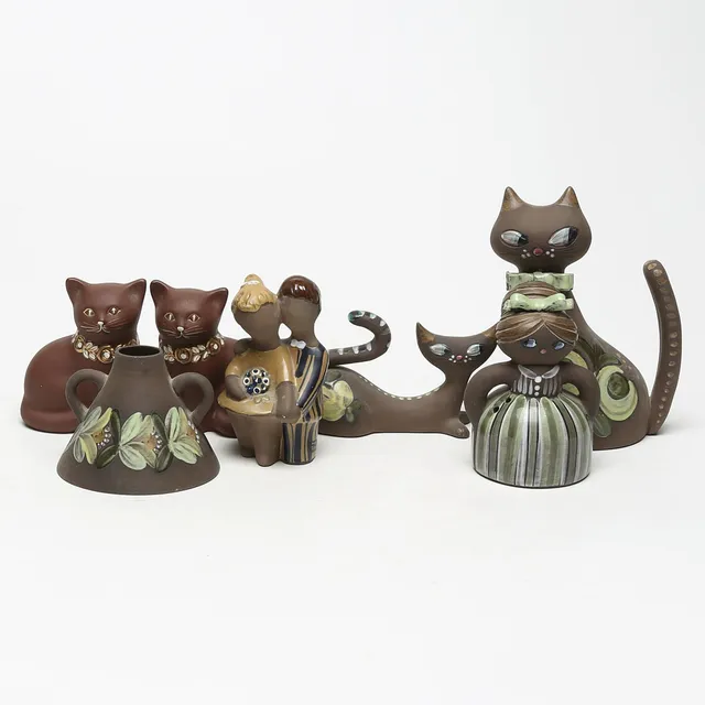 FIGURER, 7 st, keramik, bland annat katter.