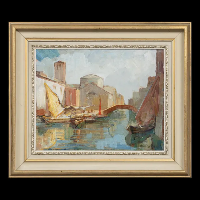 KNUT NORMAN. (1896-1977) "VENEDIG" OLJA PÅ PANNÅ, SIGNERAD.