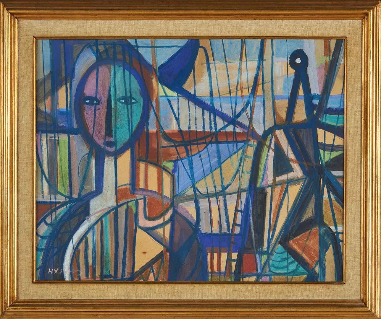 HANS VALTER SUNDBERG. Abstrakt komposition, pastell på papper, signerad. — Paintings — Stockholms Auktionsverk Sickla