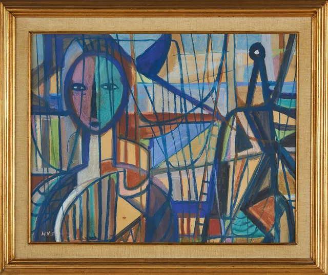 HANS VALTER SUNDBERG. Abstrakt komposition, pastell på papper, signerad.