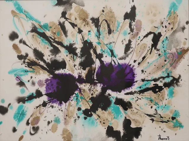 JOAN JOSEP THARRATS. Técnica mixta sobre papel. Firmado Tharrats.