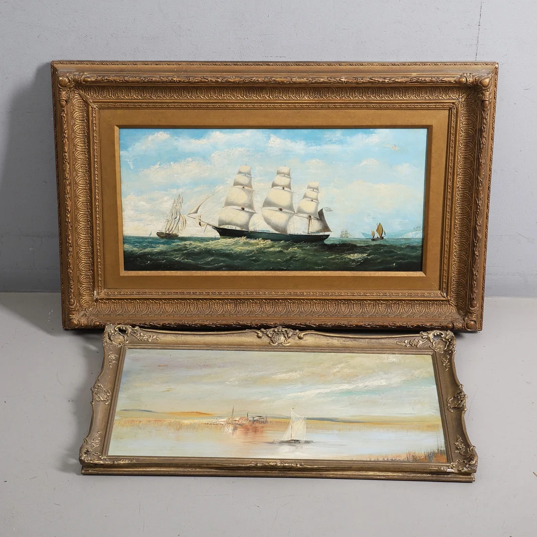 20TH CENTURY ENGLISH SCHOOL. SHIPPING IN CHOPPY WATERS OFF COAST (2). — Paintings — Lawrences Auctioneers