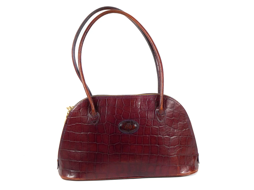 VÄSKA, MULBERRY, mod. Hockley, vinröd präglat läder, 38x22x11 cm, dustbag. — Accessoarer/Väskor — Kaplans